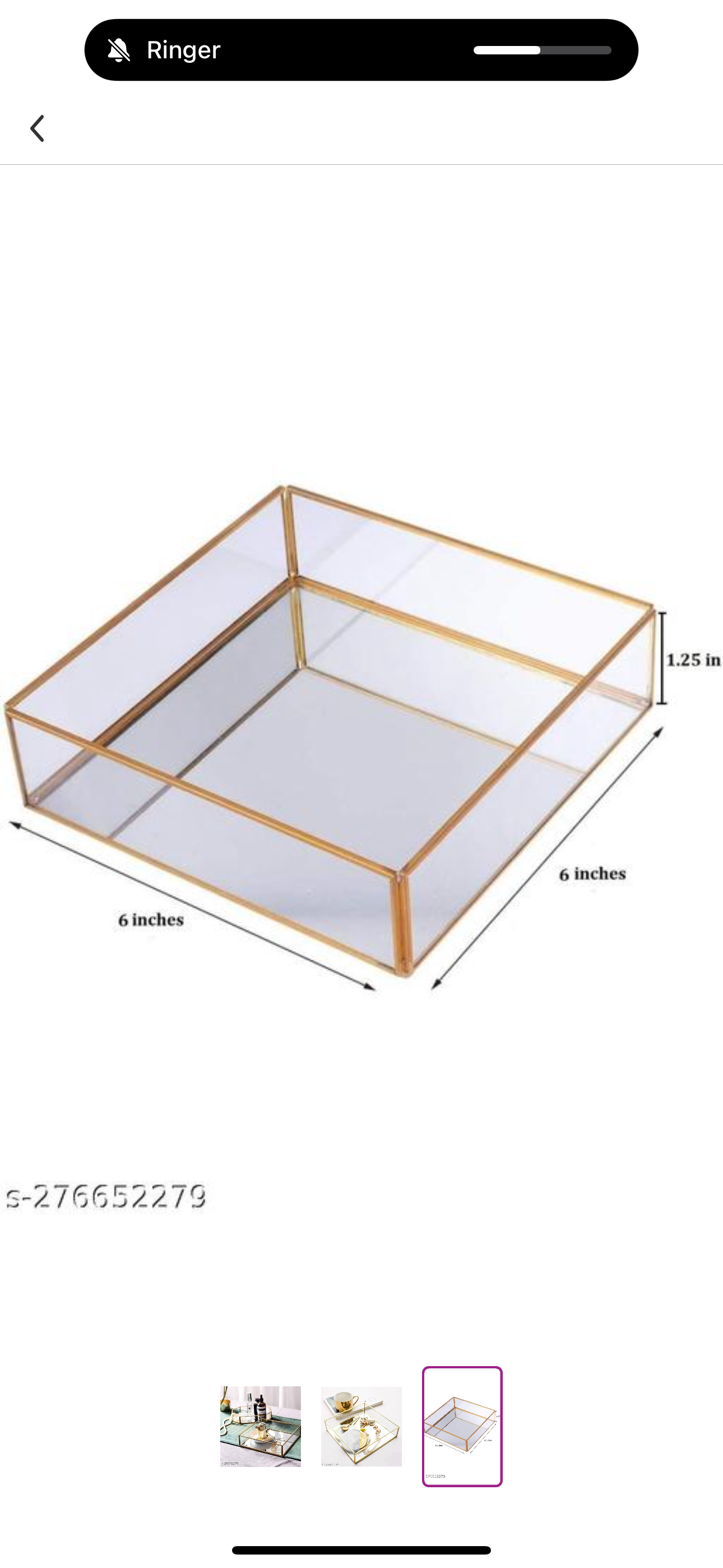 Gold Square Mirror Vanity Tray