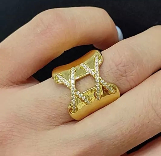 Elegant Gold Plated Corset Design Ring