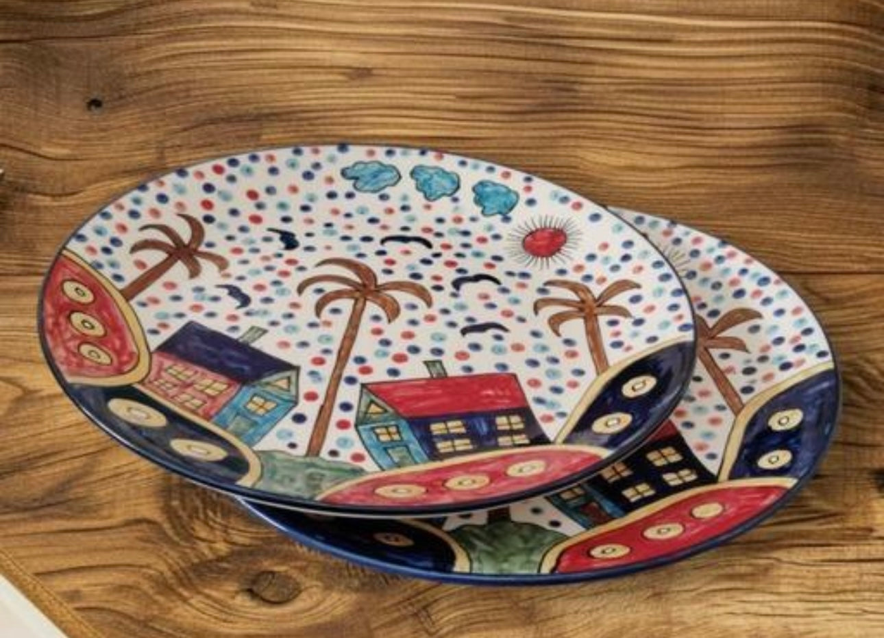 'The Hut' Ceramic Dinner Plates Set of 2