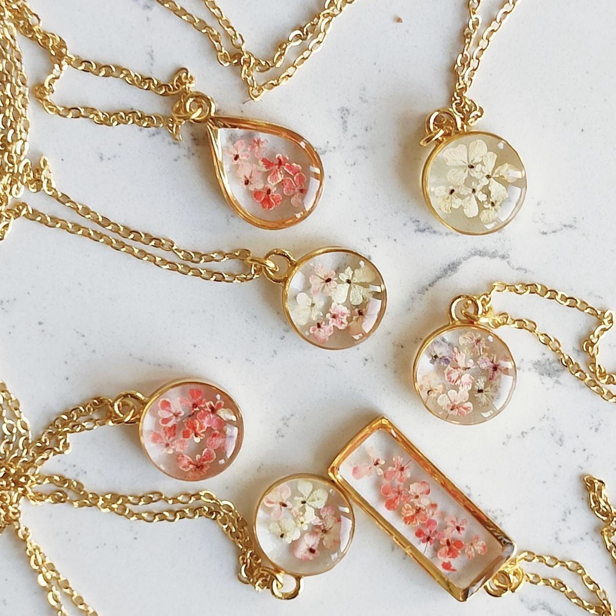 Pendants with Real Pressed Flowers