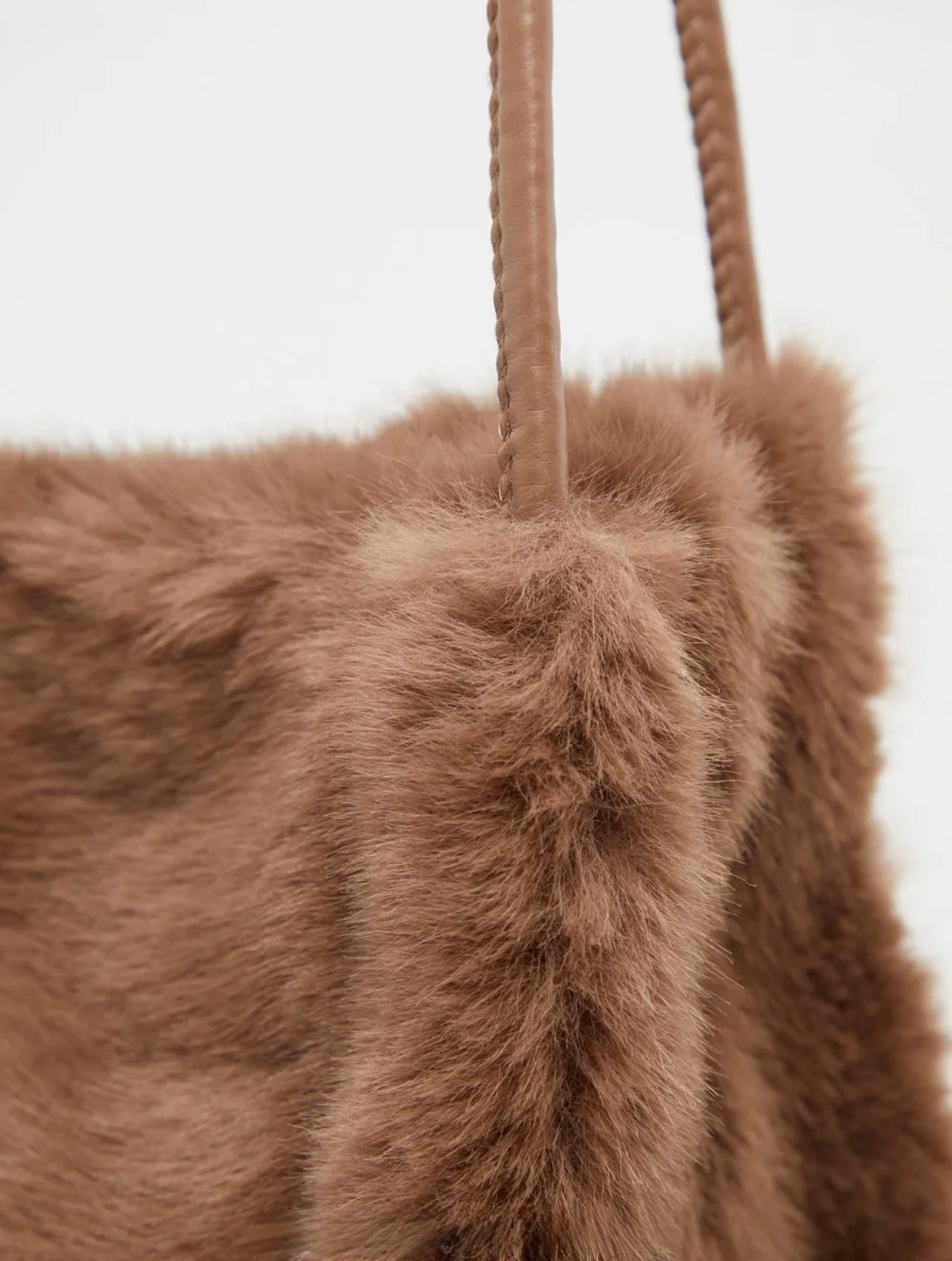 Plush Brown Fur Bucket Bag