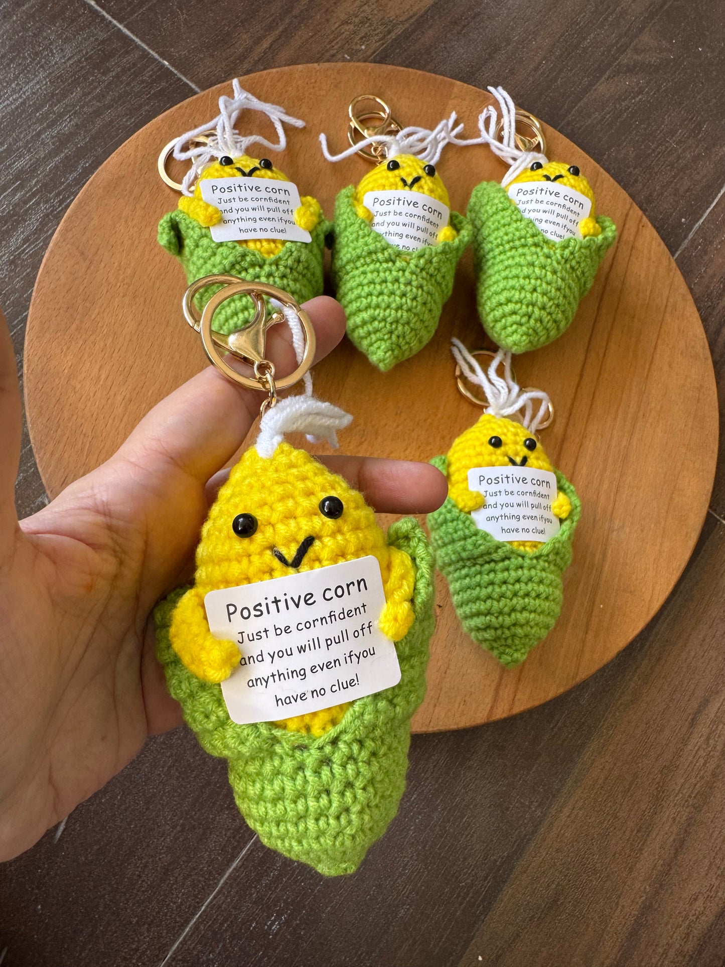 Adorable Smiling Crochet Keychains with Message
