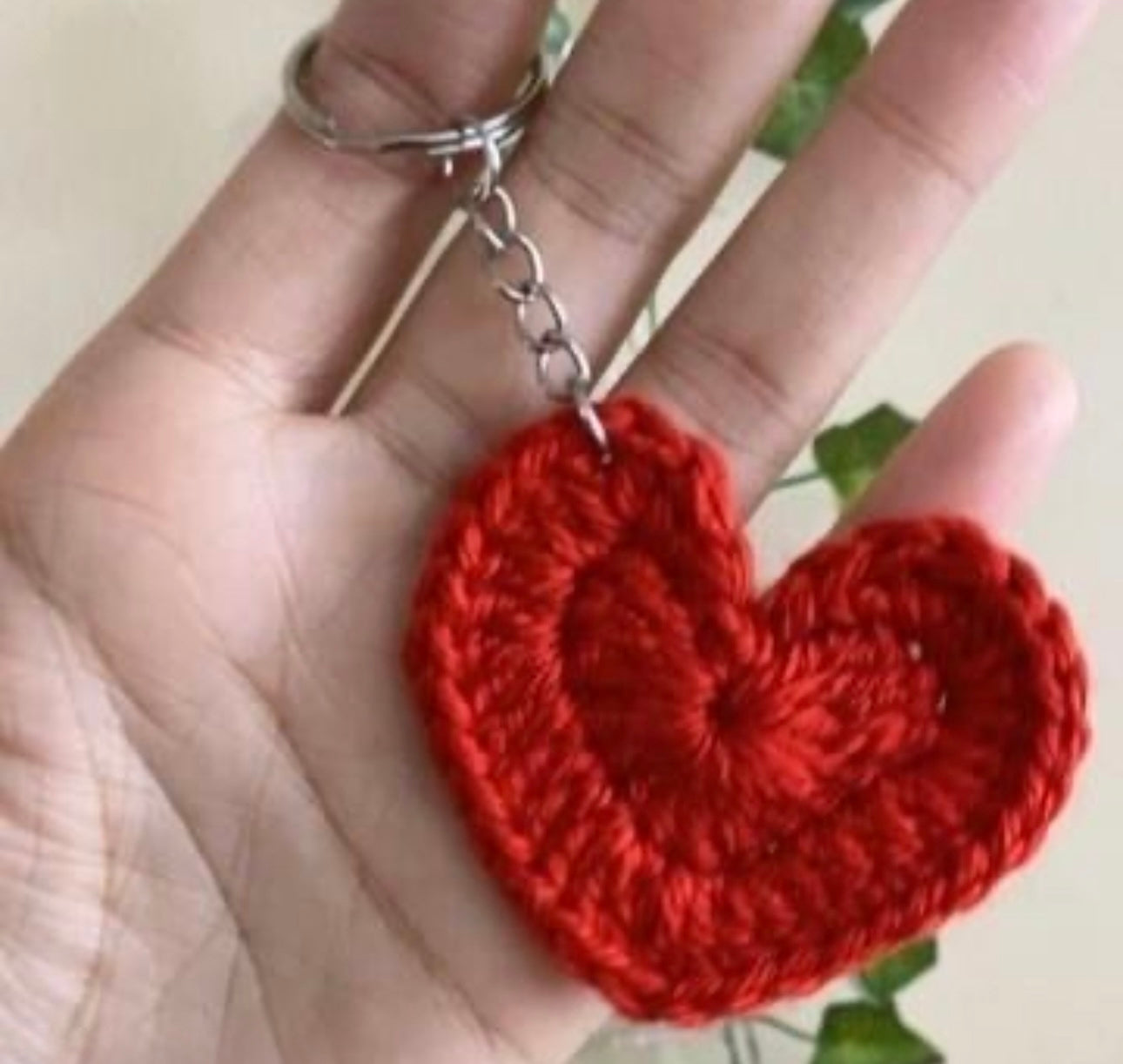 Love Crochet Heart Keychain