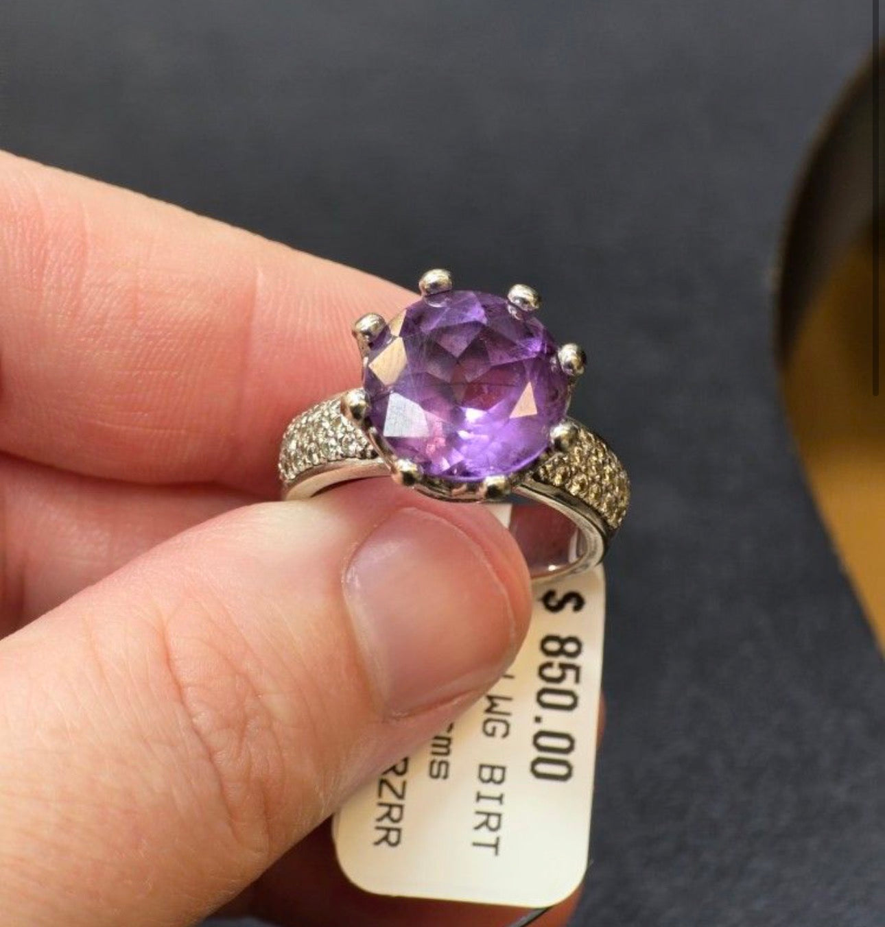Luxury Amethyst Cut Silver Plated Faceted Ring