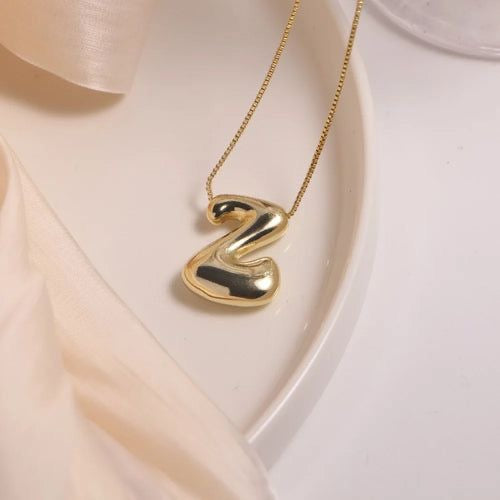 18k Gold Plated Balloon Letter Initial Alphabet Bubble Necklace