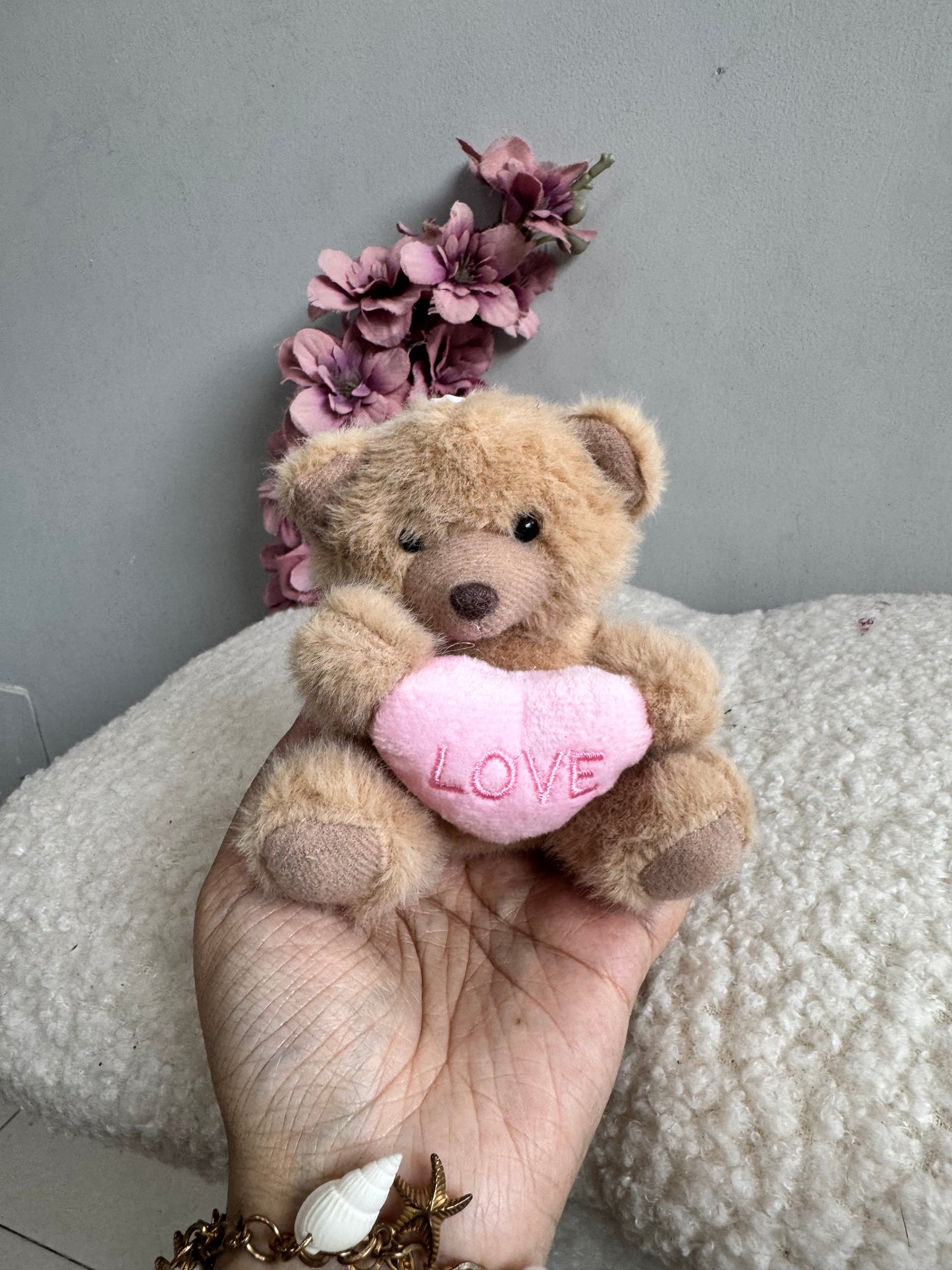Adorable Plush Teddy with Heart Keychain/Bag Charm