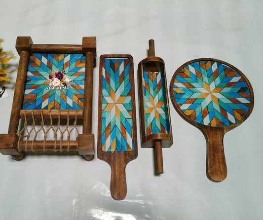 Exclusive Handmade Wooden Platters Gift Set of 4