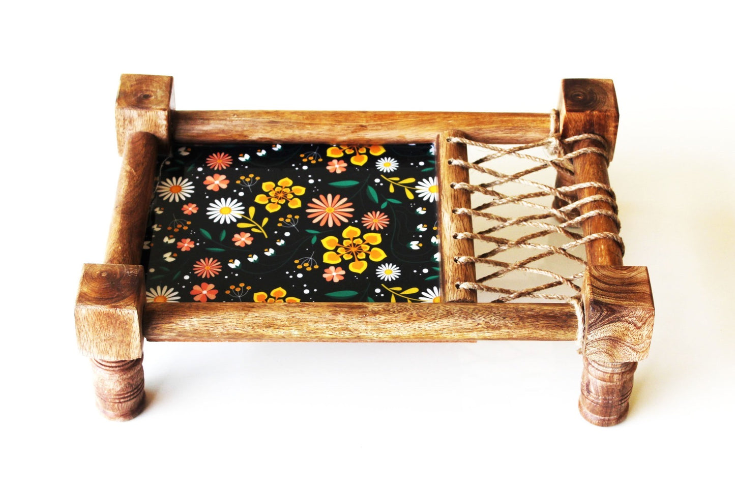 Wooden Khatiya/Cot Platter cum Serving Tray