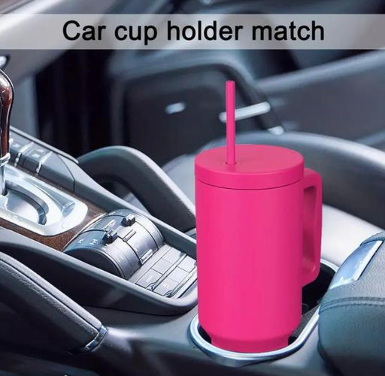 Stanley Mug Imitation Tumbler with Straw & Lid (Fuchsia Pink)