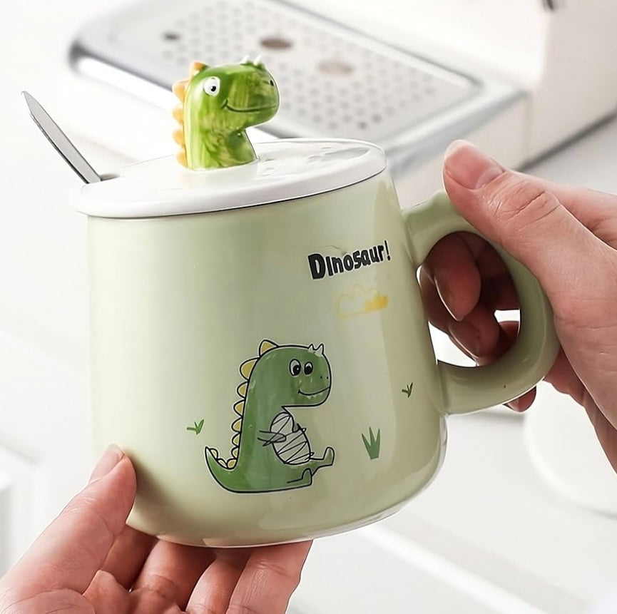 Dino Mug with Lid & Stirrer