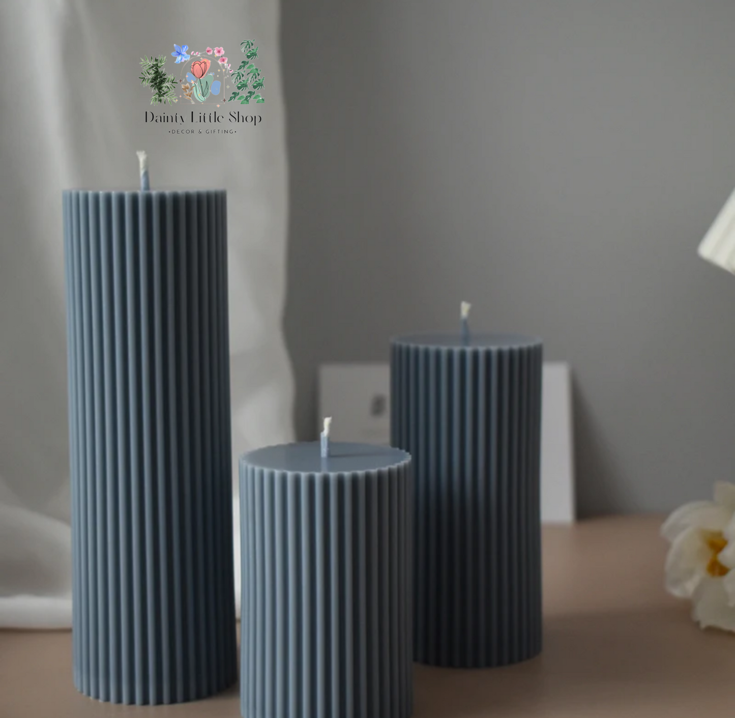 Ribbed Pillar Candles - Set of 3