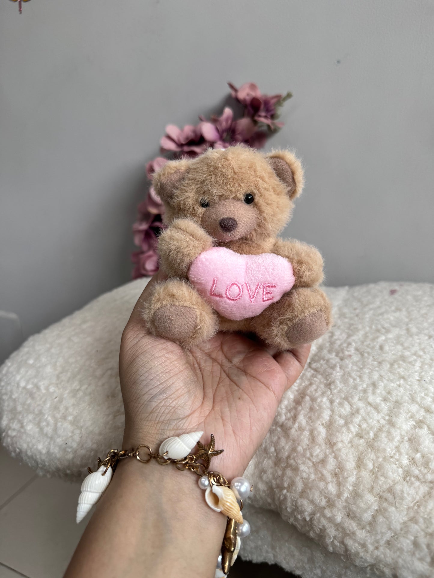 Adorable Plush Teddy with Heart Keychain/Bag Charm