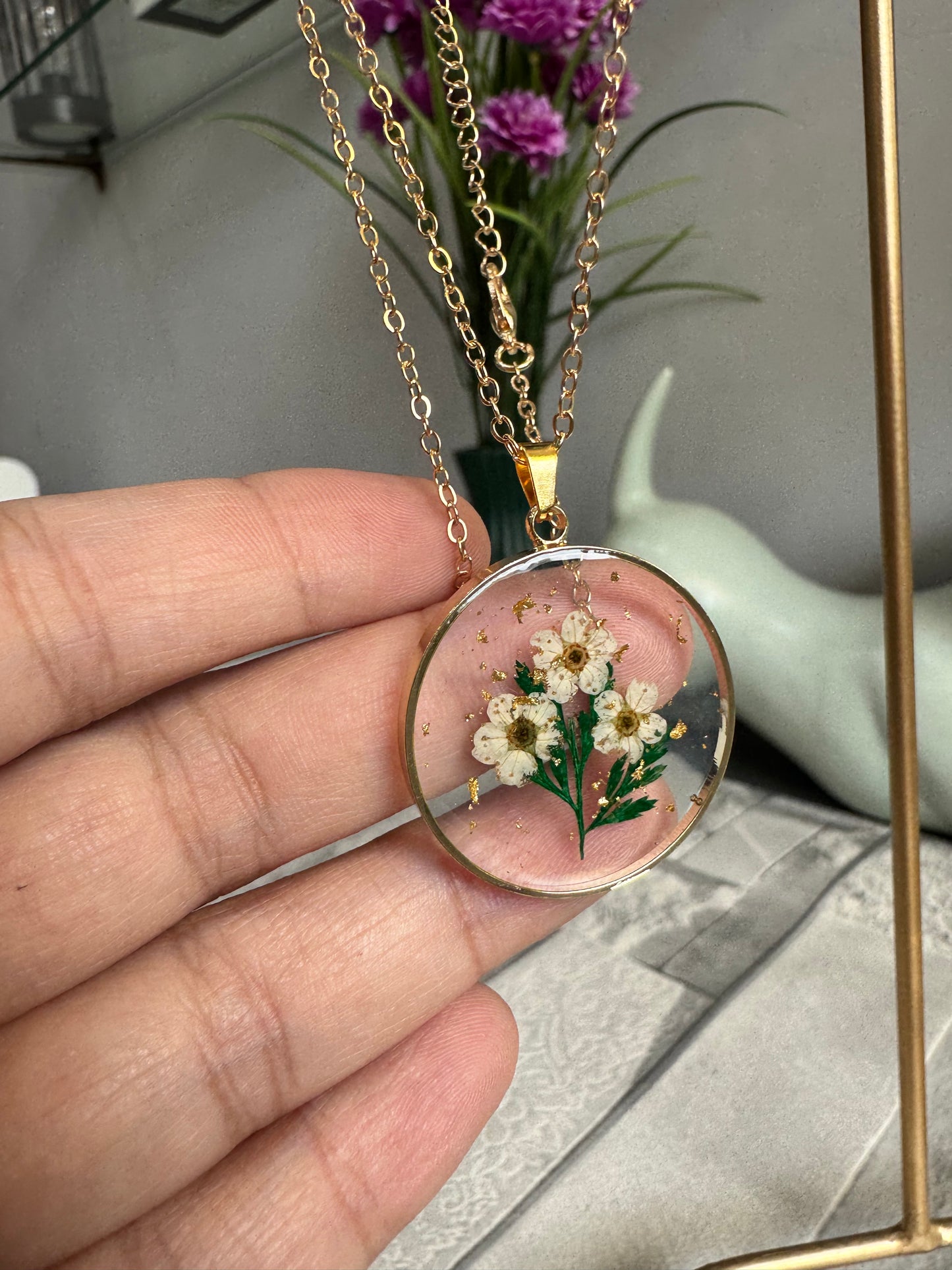 Pendants with Real Pressed Flowers