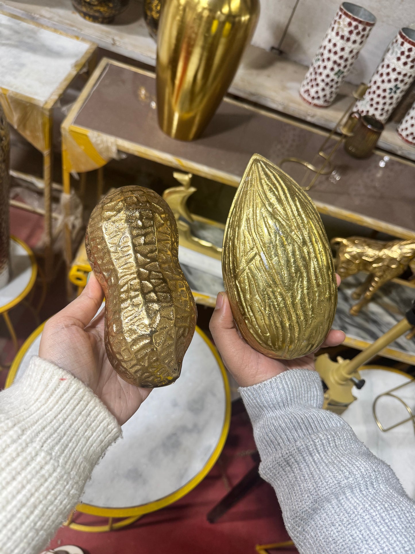 Luxe Gold Decorative Multipurpose Almond Shape Trinket Tray