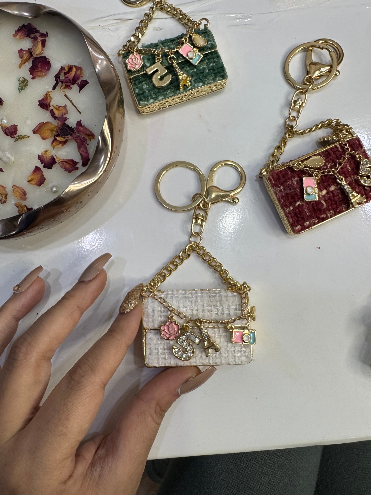 Exclusive Handbag Shape Metal Rhinestones Keychain