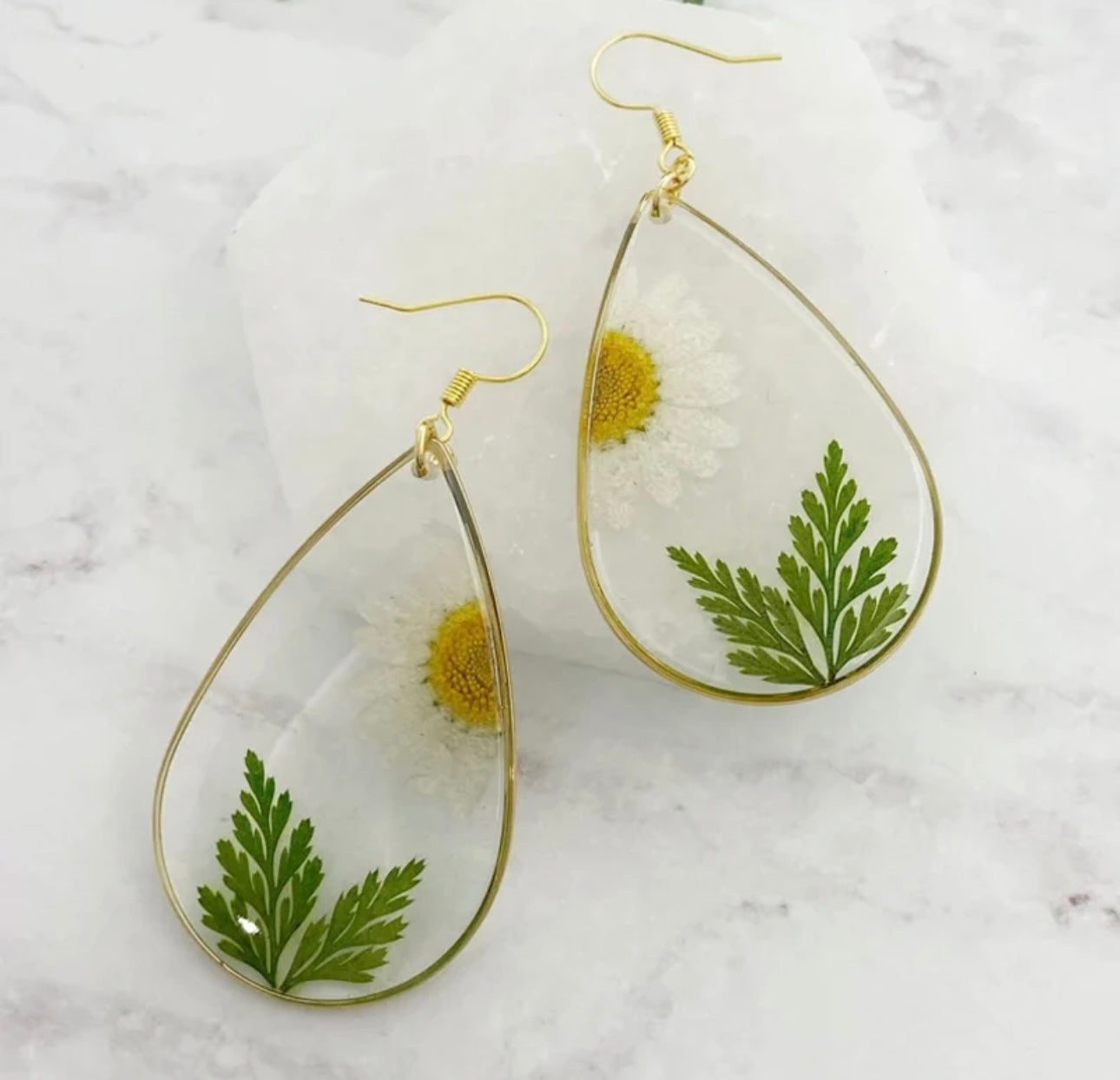 Earrings with Real Pressed Flowers