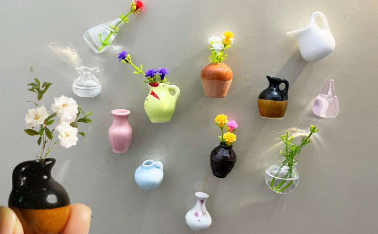 Cute Miniature Vase with Magnets (Only Pots, Flowers not included)