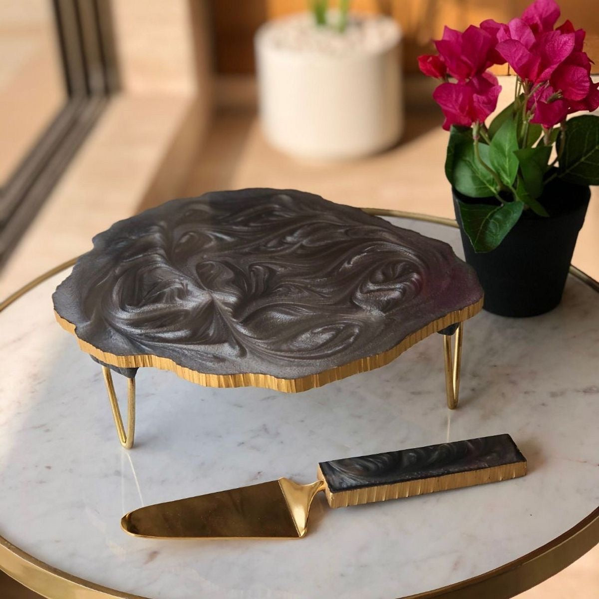 Cake Stand with Metal Accent