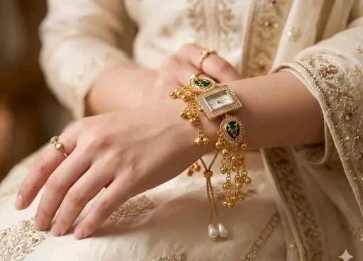 Trending Viral Kundan Ghungroo Kashmiri Watch/Bracelet