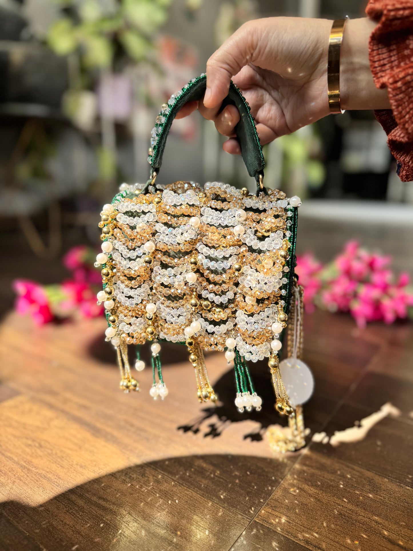 Shimmering Embellished Pearl & Rhinestone Bridal Bag / Party Bag