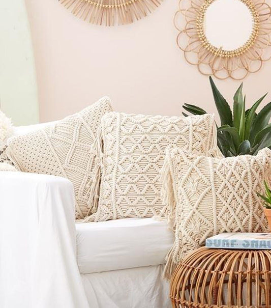 Macrame Boho Knitted Pillow Cover