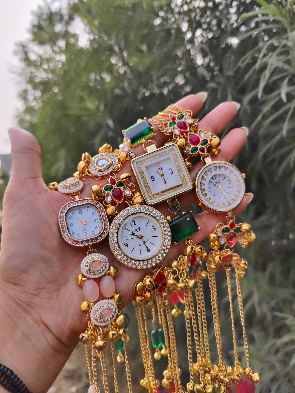 Trending Viral Kundan Ghungroo Kashmiri Watch/Bracelet