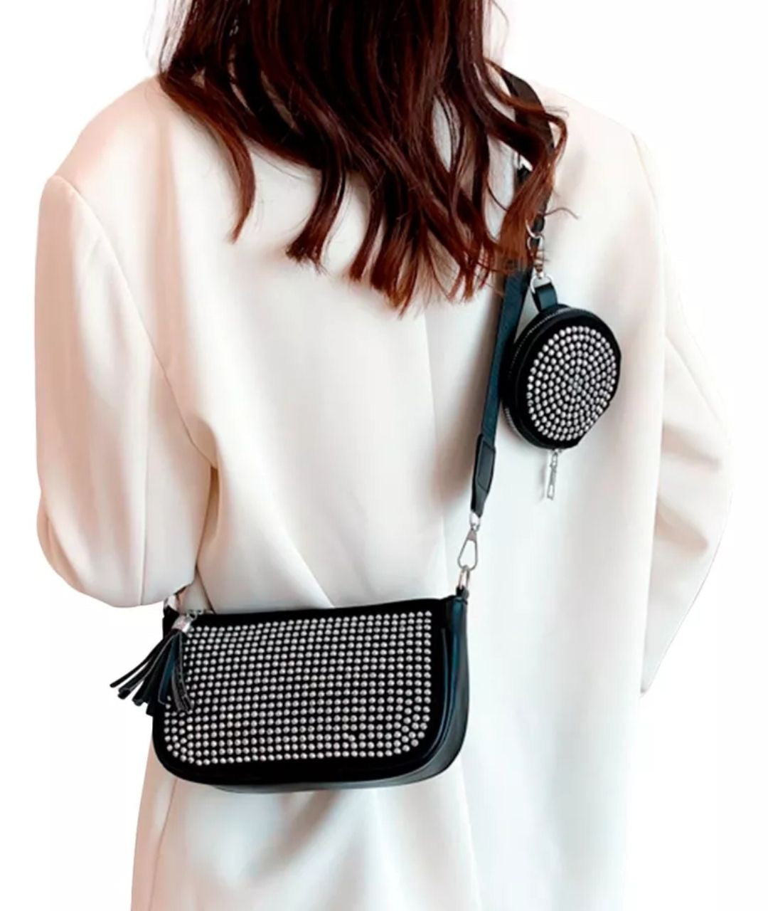 Voguish Rhinestone Detail Crossbody Bag