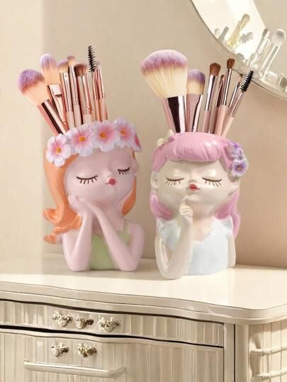 Cute Girl Fairies Planter / Multipurpose Brush Holder / Pencil Holder
