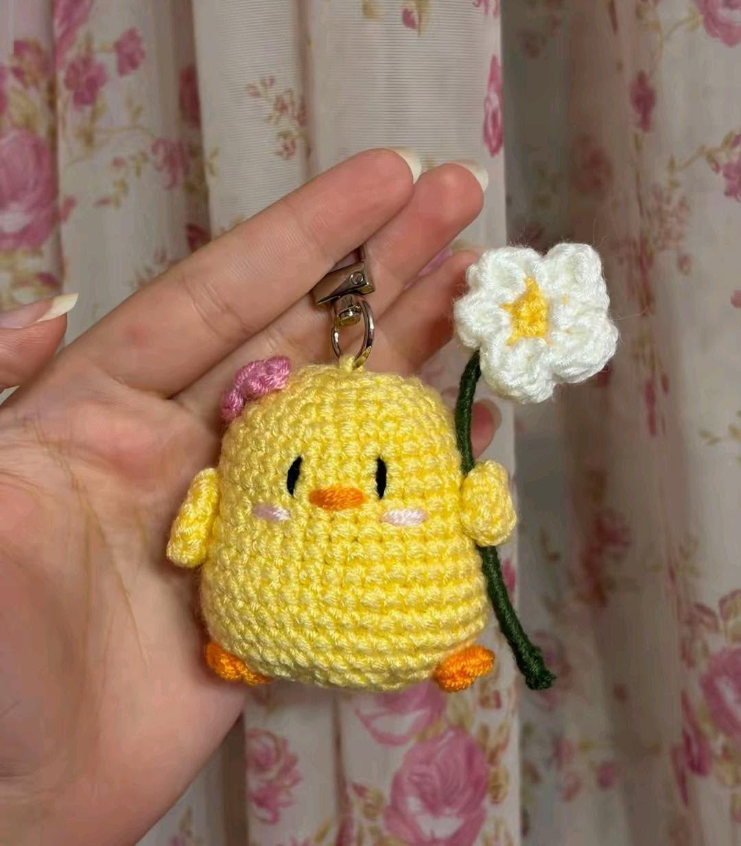 Adorable Yellow Duck Crochet Keychain