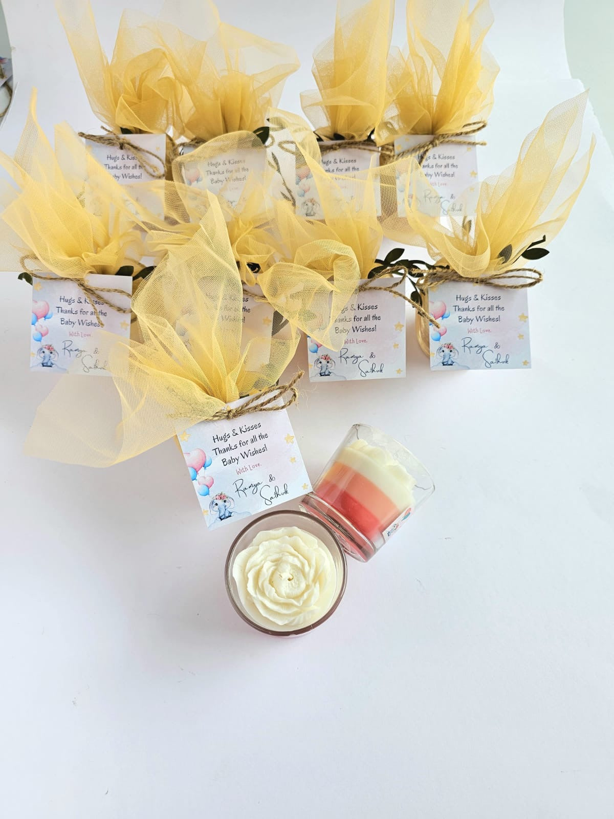 Votive Jar Candles for Return Gifts/Favours with Packaging & Personalised Tags