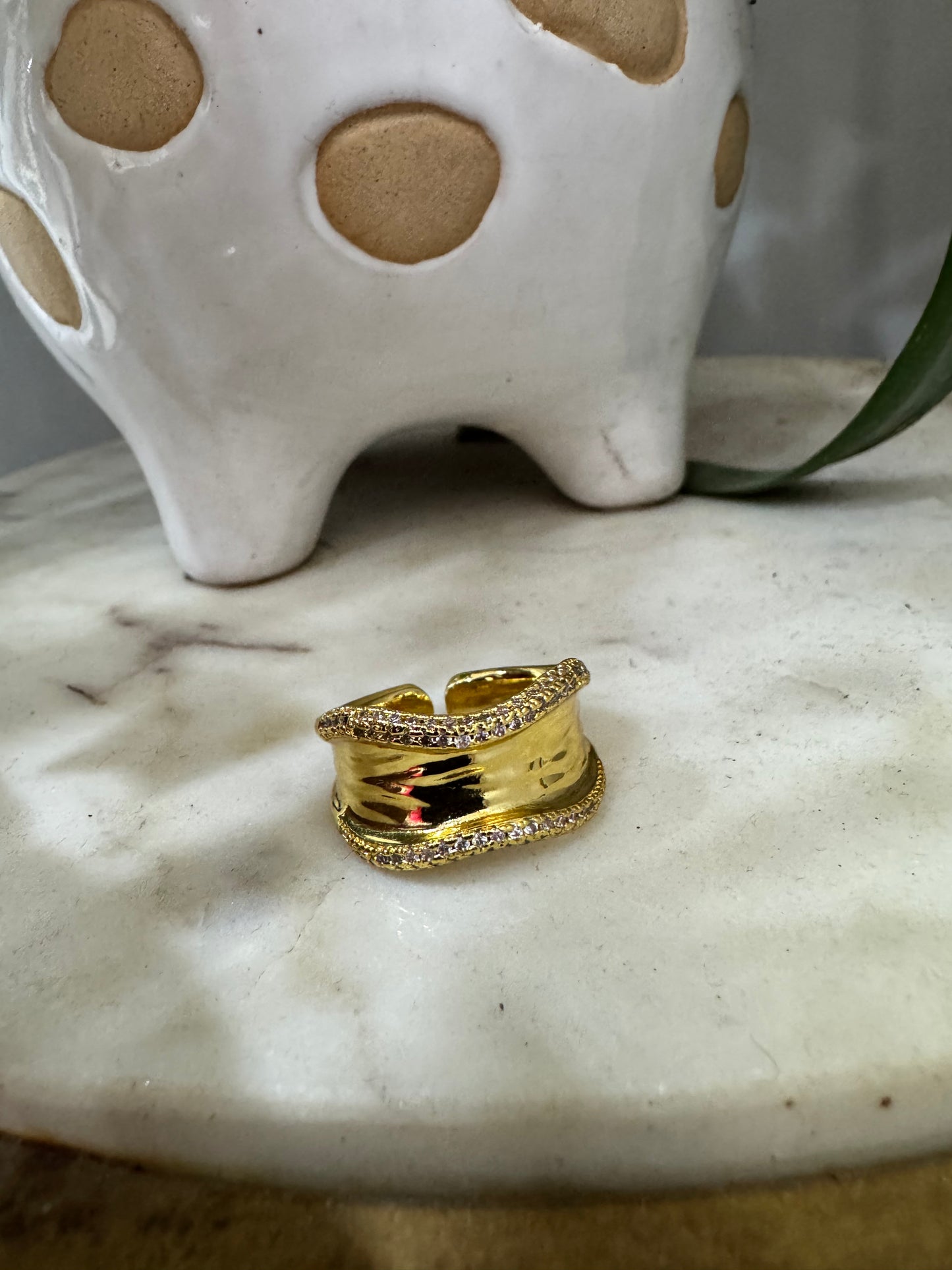 Chic Gold Plated Chunky Irregular Adjustable Ring