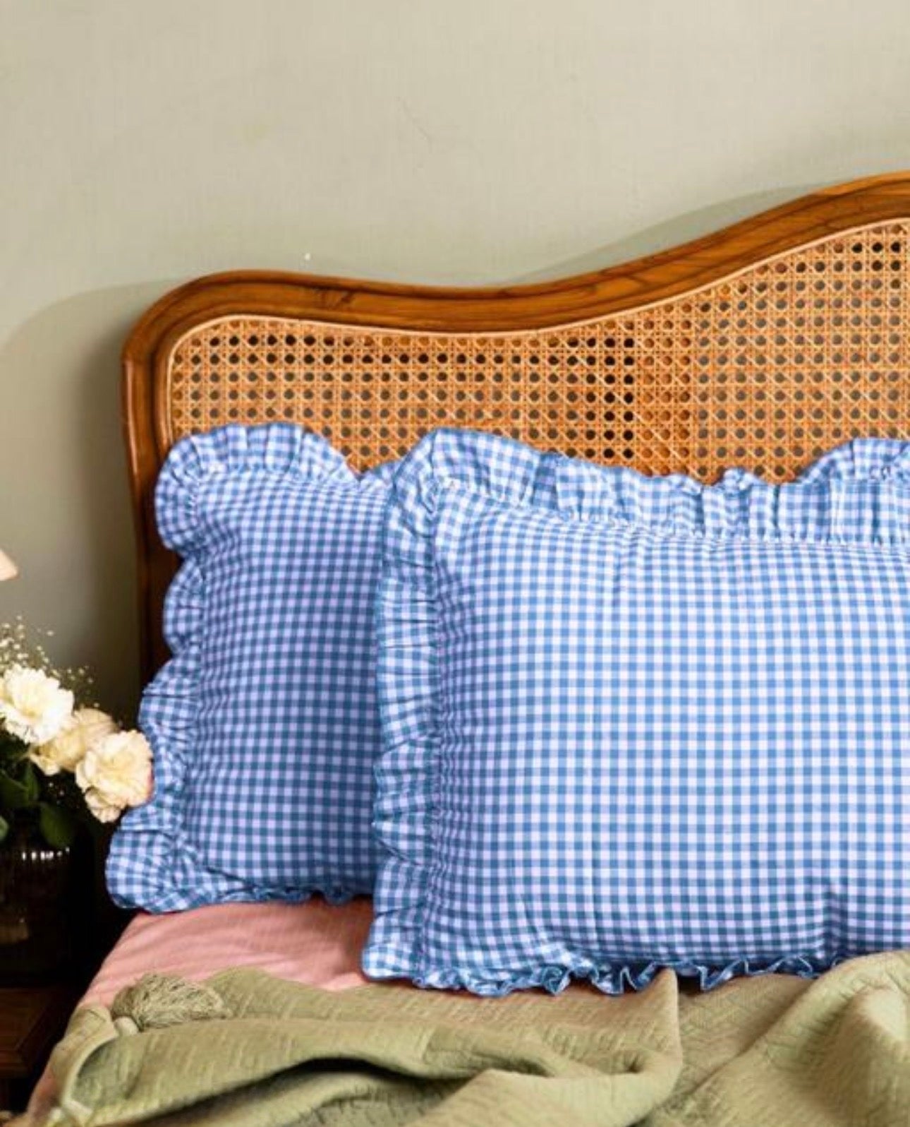 Elegant Blue Plaid Pillow Covers - Set of 2 (Size - 27x17”)