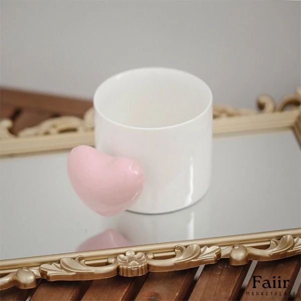 Trending 3D Pink Heart Handle Mug