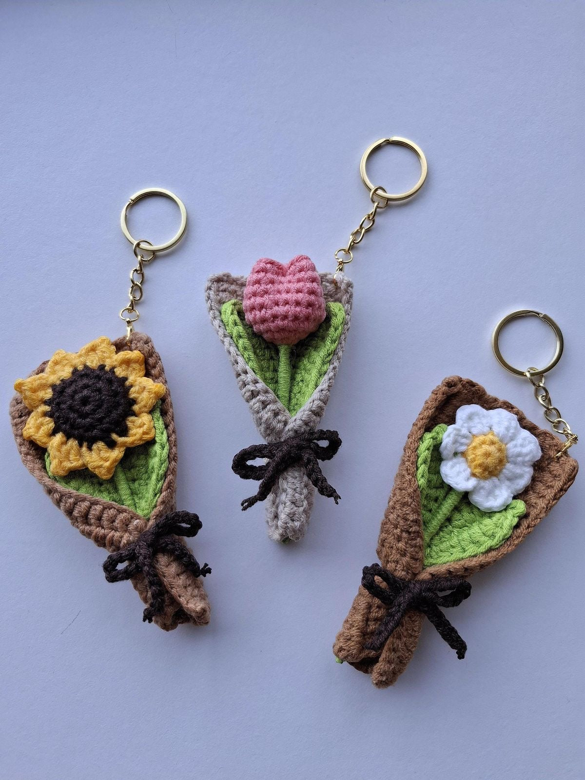 Cute Crochet Mini Bouquet Keychain