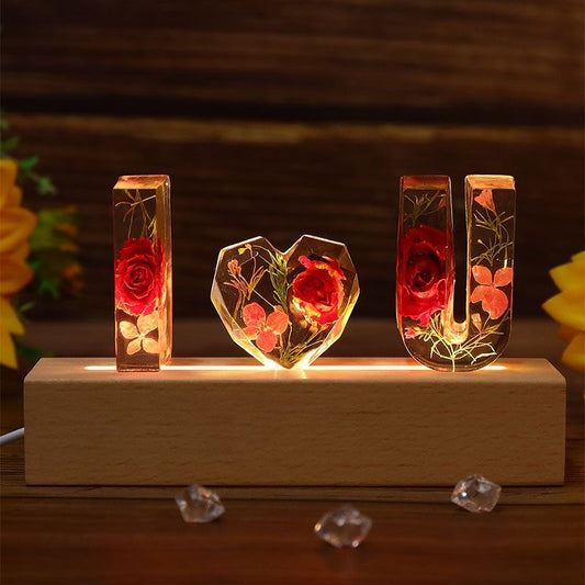 Customised LED Lamp with Real Flowers