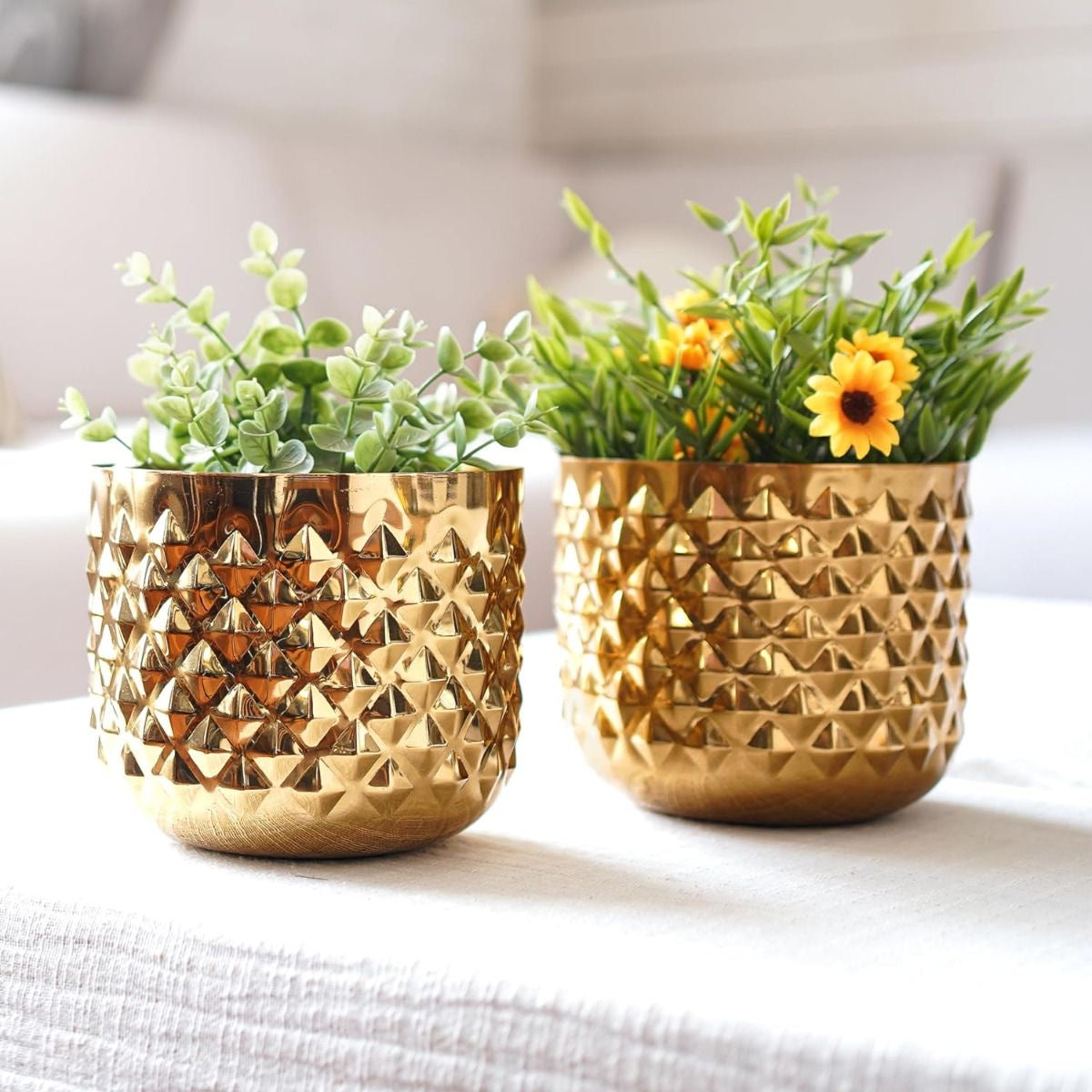 Decorative Pineapple Texture Gold Indoor Planter