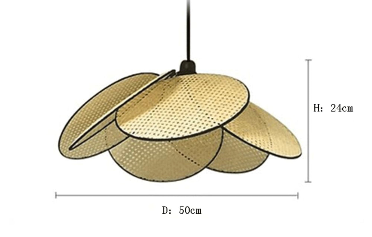 Natural Wicker Rattan Flower Chandelier
