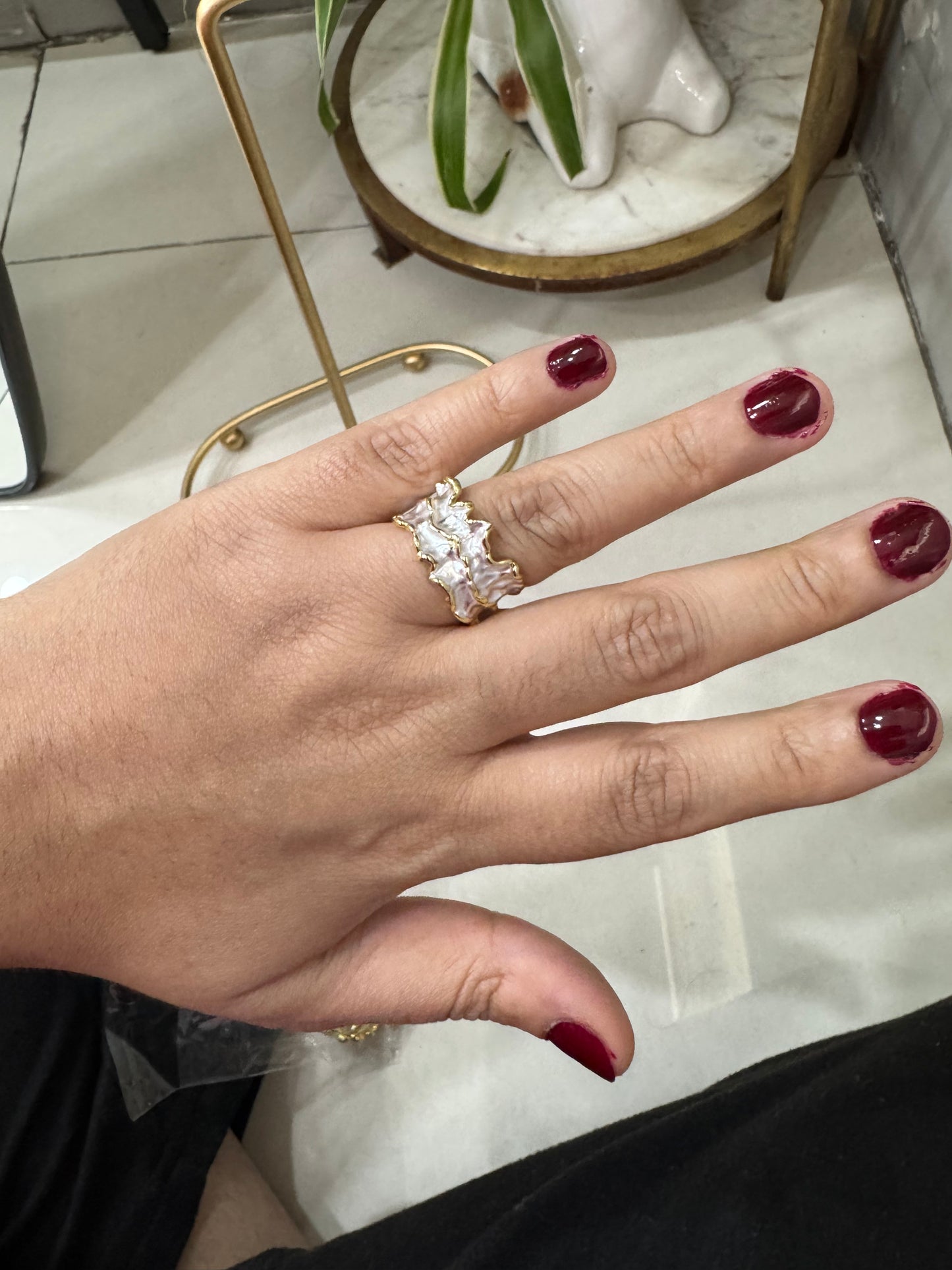 Irregular Silver & Gold Statement Adjustable Ring