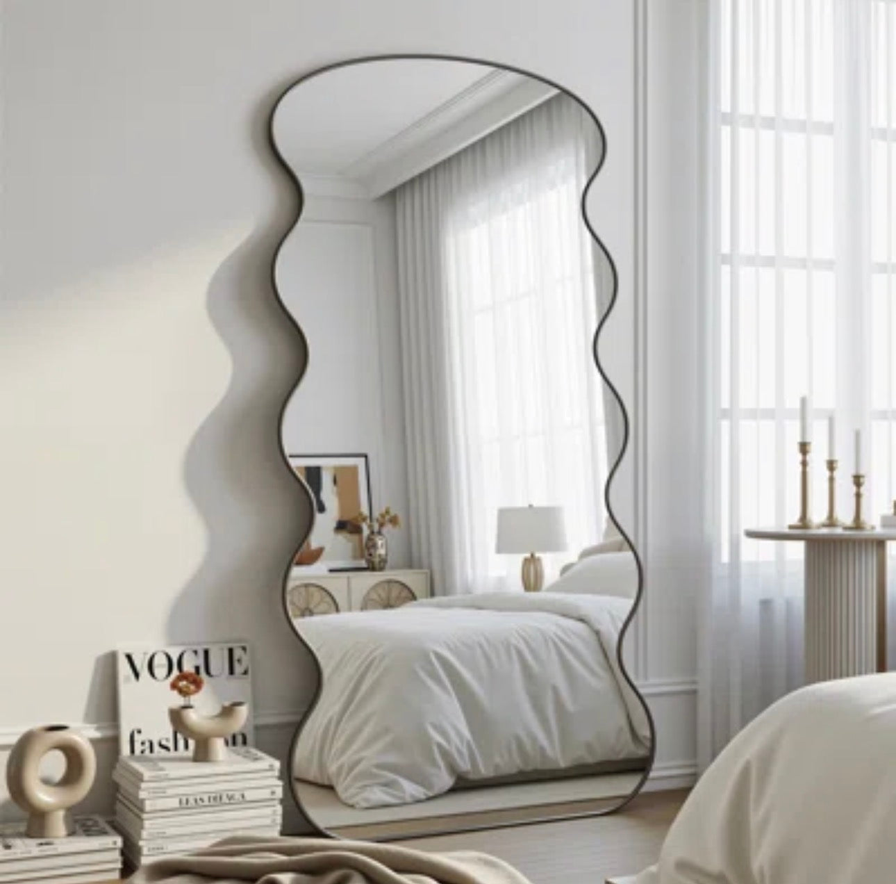 Aesthetic Wavy Black Border Mirror - Only deliverable in Delhi/NCR