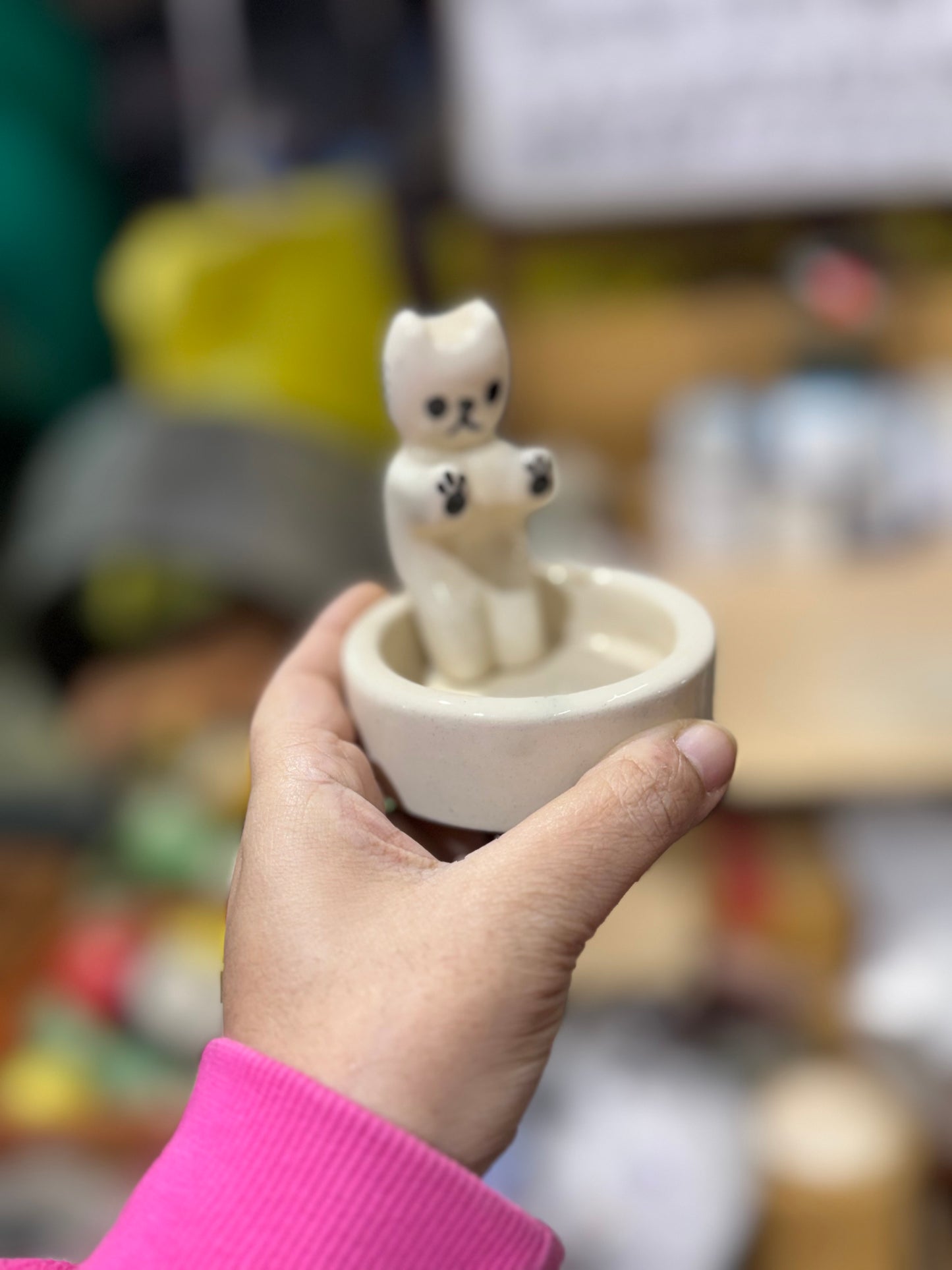 Cute Kitten Cat Candle Holder Warming Paws