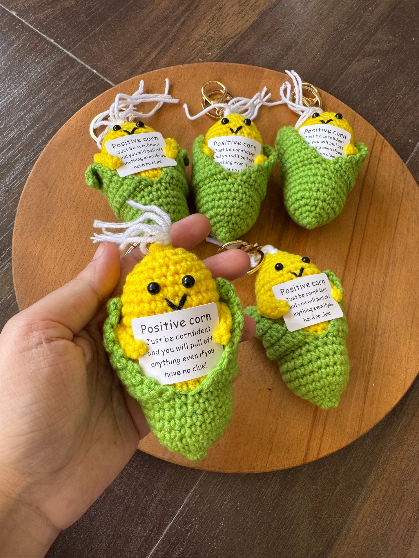 Adorable Smiling Crochet Keychains with Message