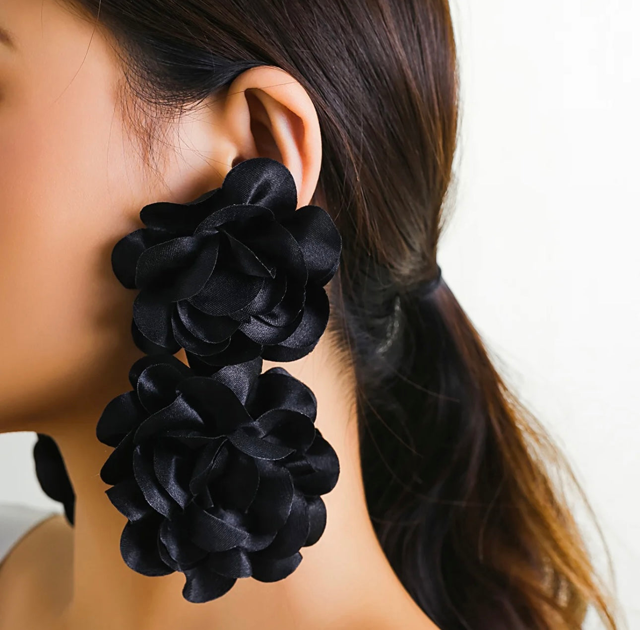 Solid Fabric Flower Earrings