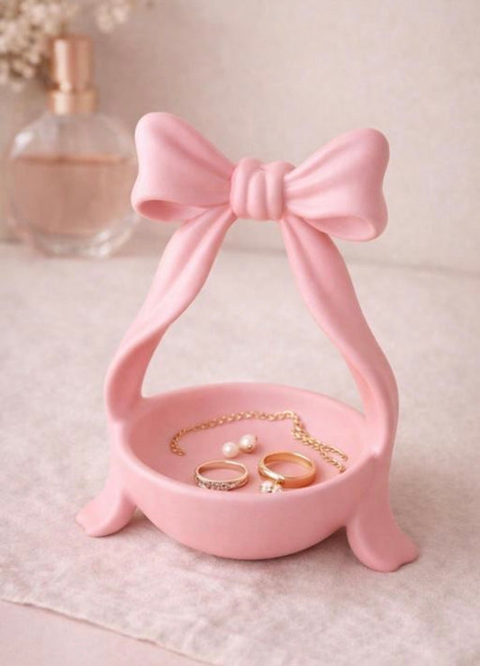 Decorative Coquette Bow Jewelry Tray Stand / Trinket Holder