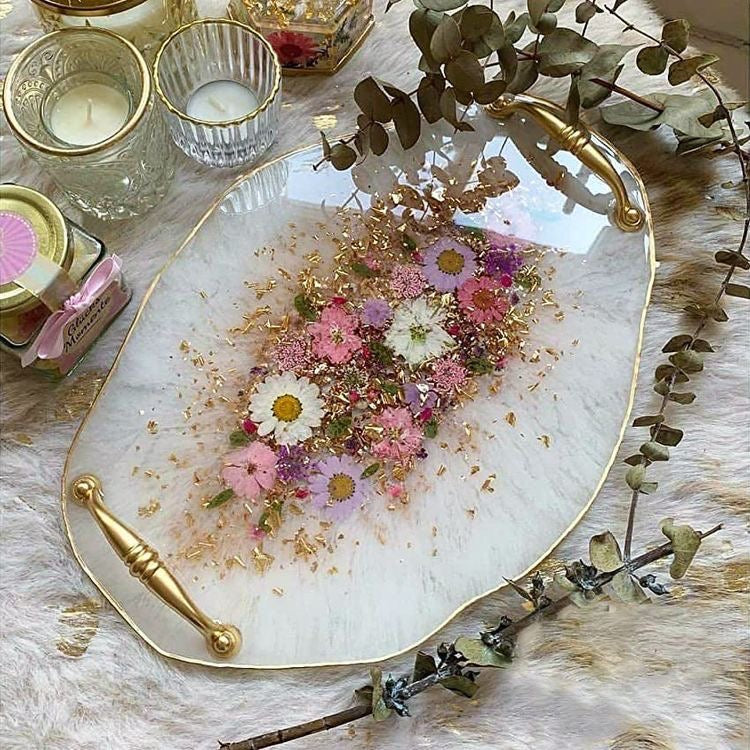 White Floral Decorative Tray