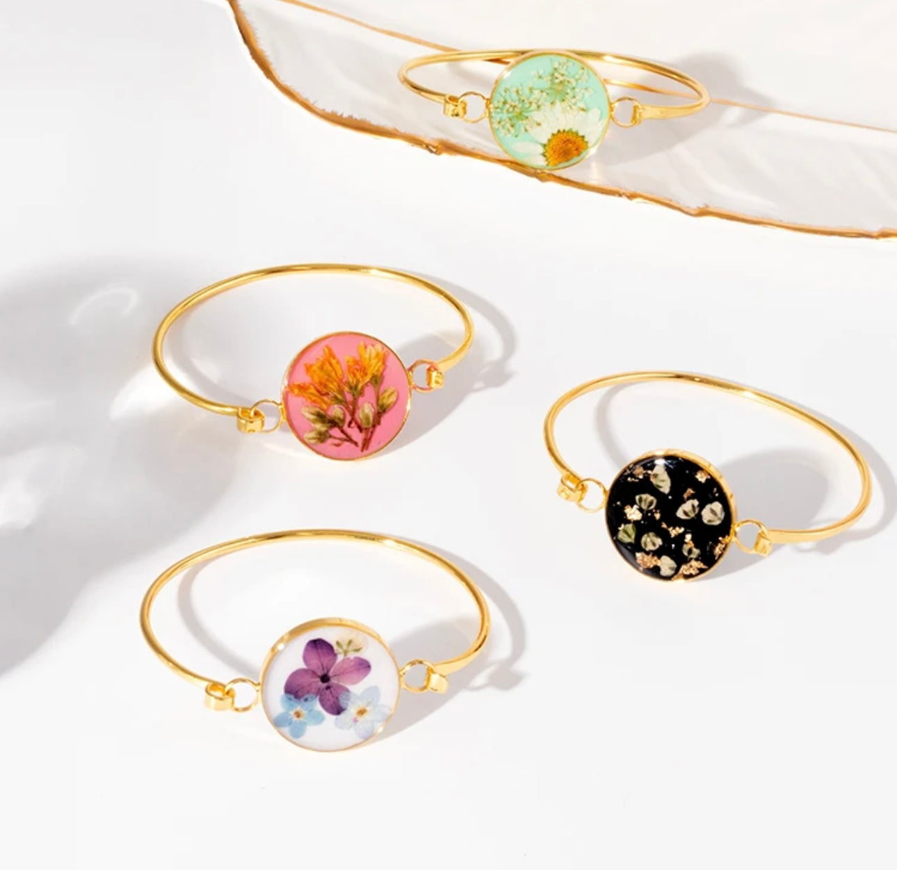 Bracelets with Real Pressed Flowers