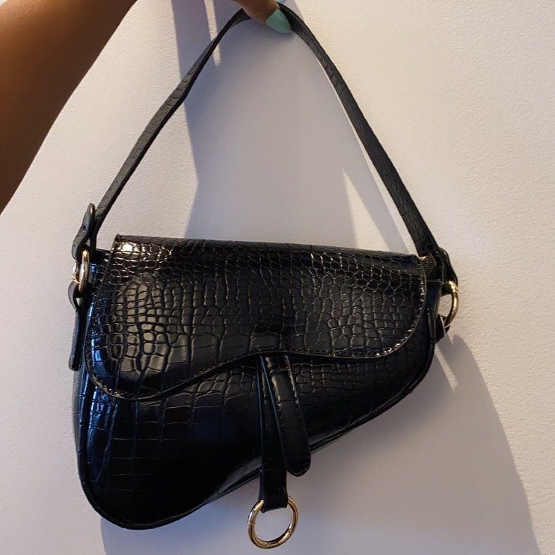 Premium Designer Black Saddle Bag