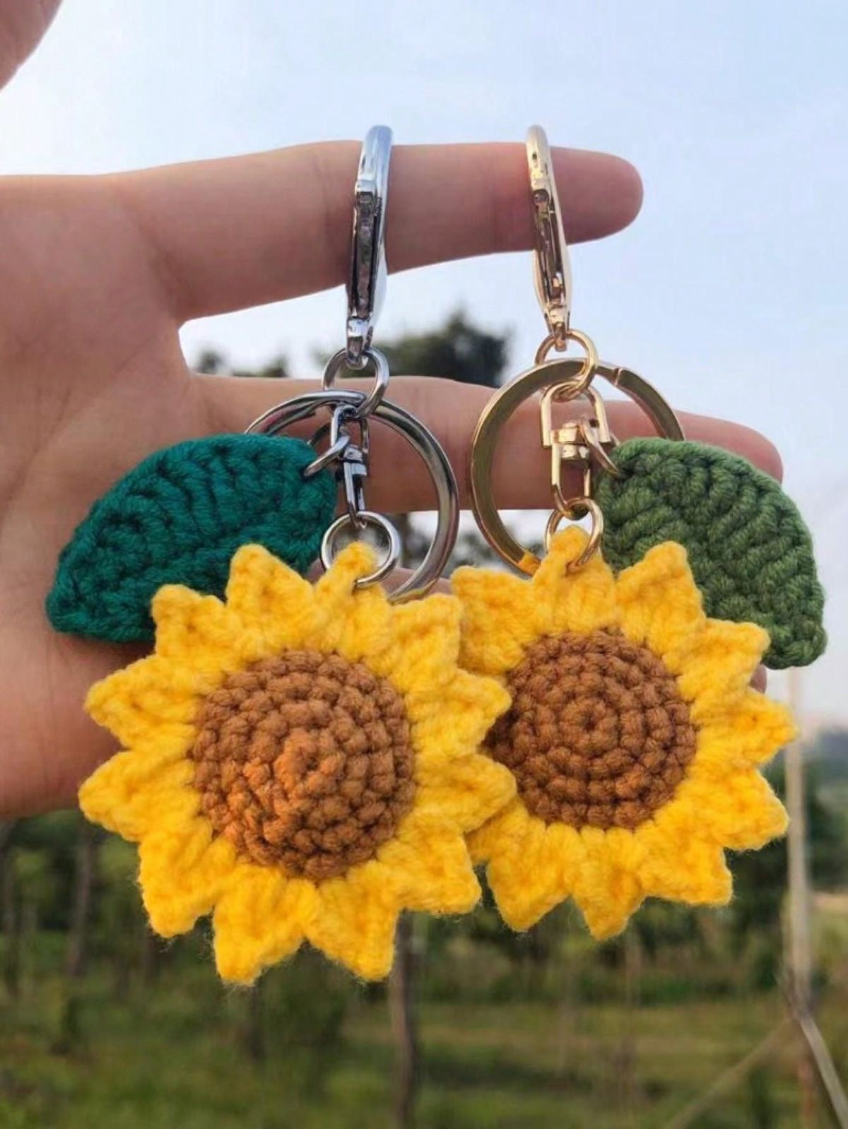 Adorable Crochet Sunflower Keychain