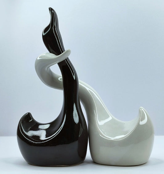 Elegant Black & White Decorative Ceramic Vases - Set of 2