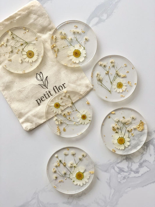 Coasters with Real Pressed Flowers