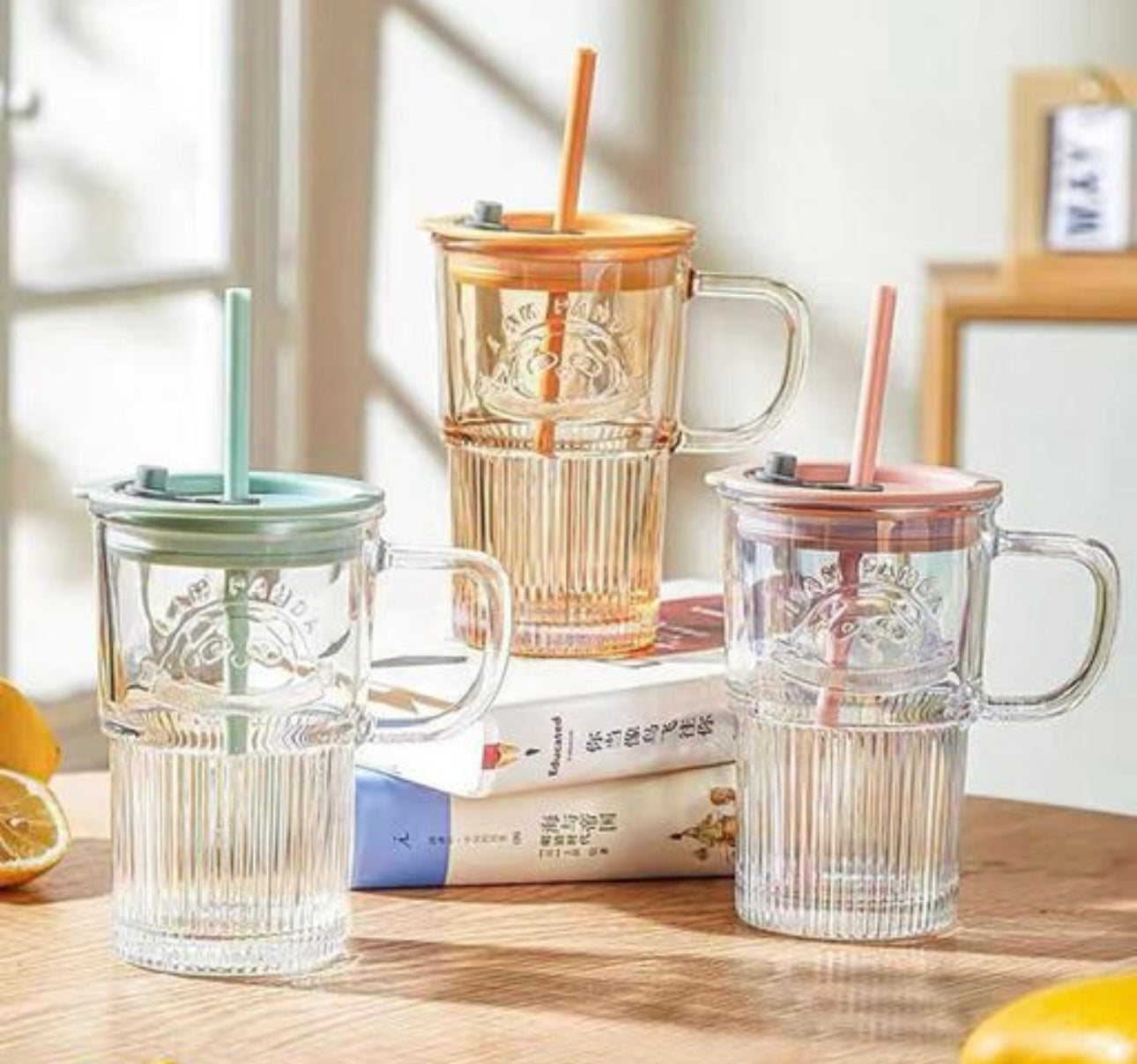 Glass Tumbler with Straw & Lid